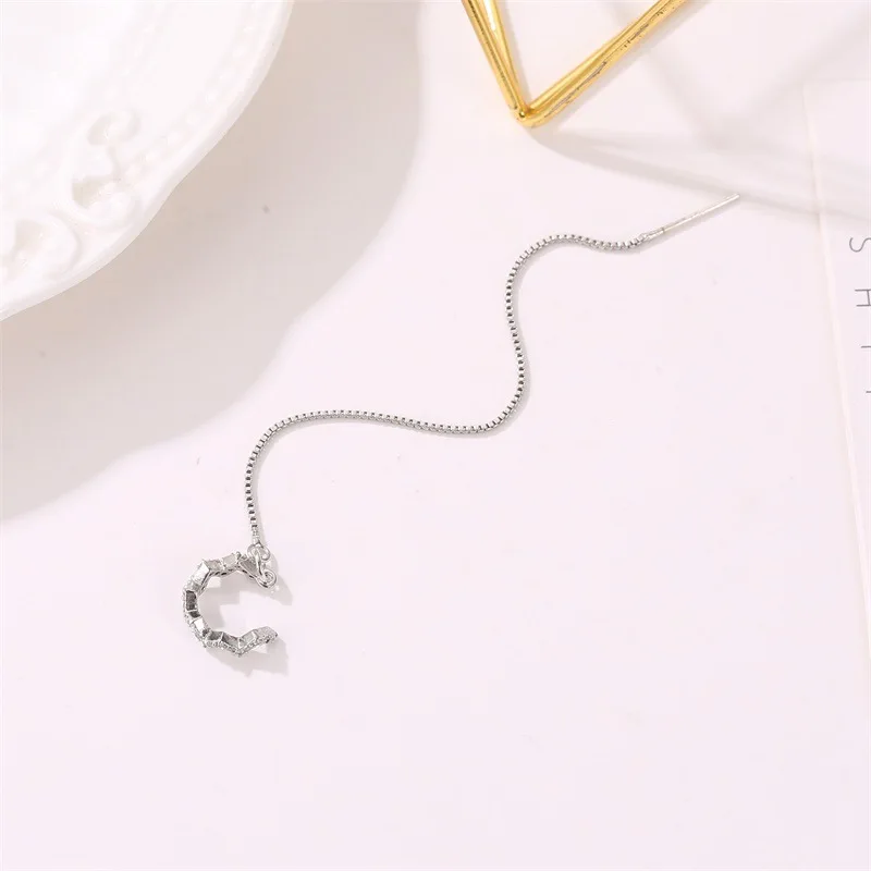 Crystal Geometric Wave Earrings for Women Korean Temperament Ear Line Adjustable Long Chain Dangle Fashion Jewelry | Украшения и