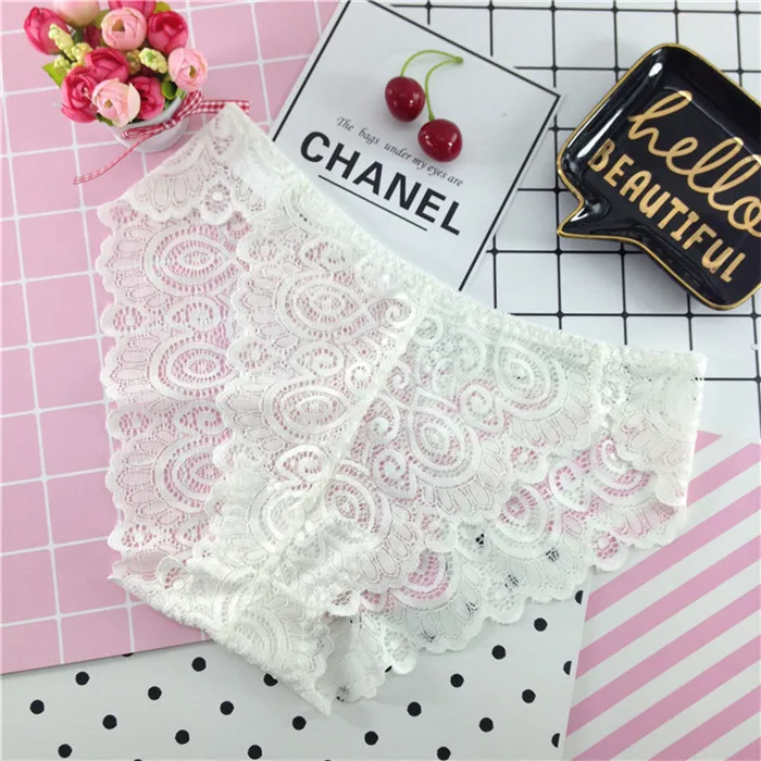 WP151 white Сексуальное женское кружевное нижнее белье с низкой талией, модные популярные трусы больших размеров, женское нижнее белье - Цвет: WP151 white