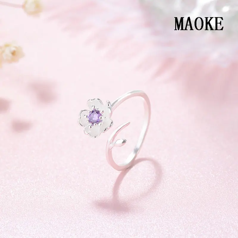 Акция S925 SV романтическое кольцо с цветком вишни креативное Открытое веткой