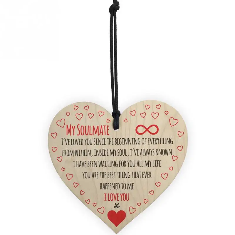 My Soulmate I Love You деревянная подвесная доска с сердцем подарок на день Святого