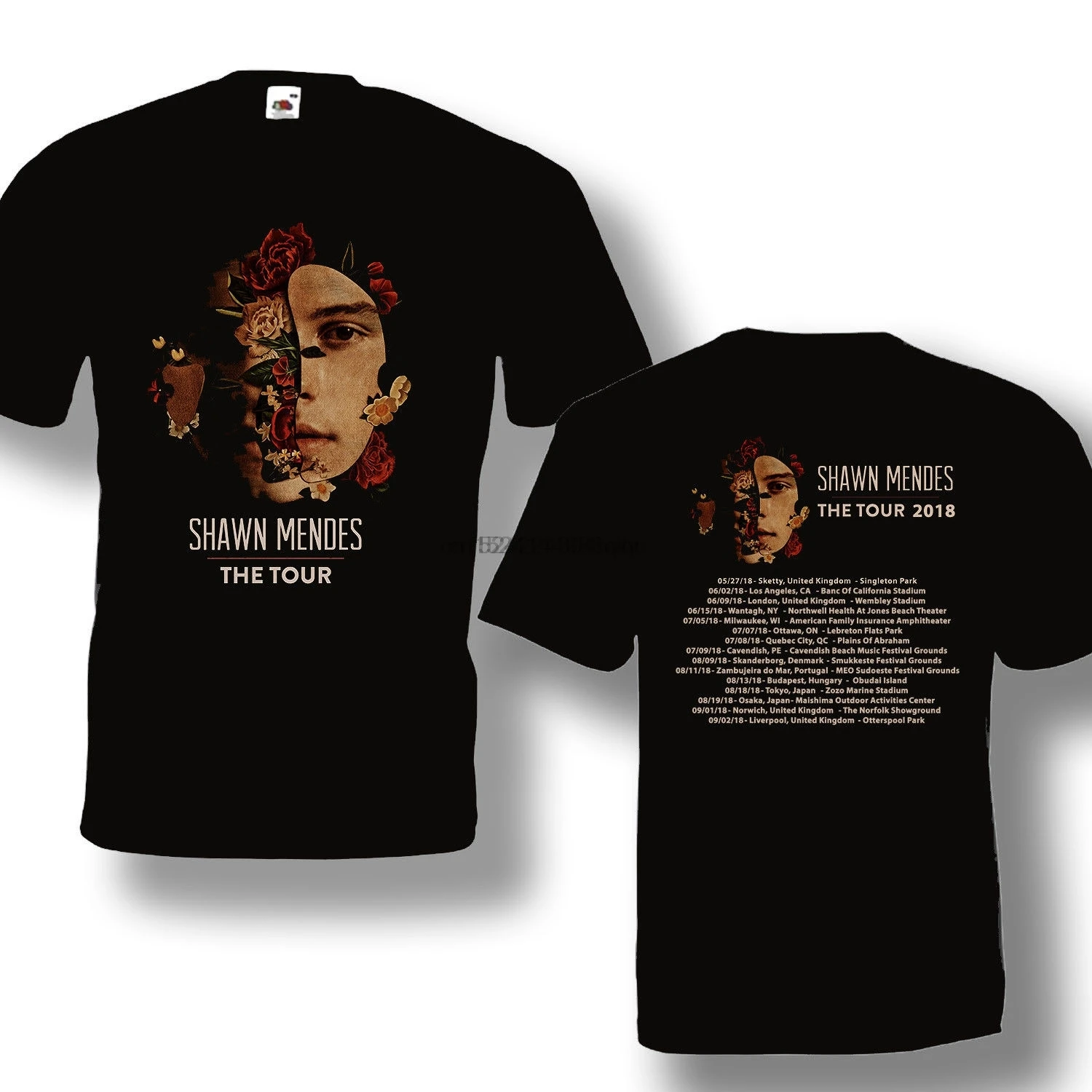 Shawn Mendes Tour 2018 футболка с датой тура черный цвет новый дизайн 100% хлопок прямая