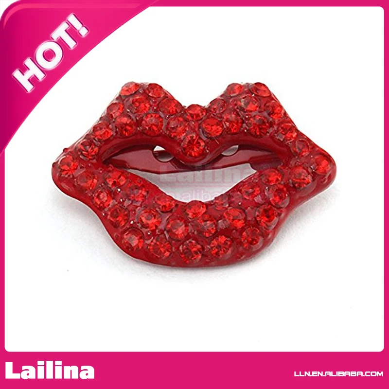Хит продаж 100 шт./лот брошь с кристаллами в виде красных губ | Украшения и