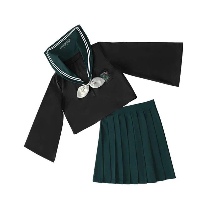 Green Sailor Suit Костюм Моряка Гриффин и Слизерин для девочек, аниме, костюмы для косплея Для Харри Поттера, комбинезон униформа из фильма - Цвет: Green Sailor Suit