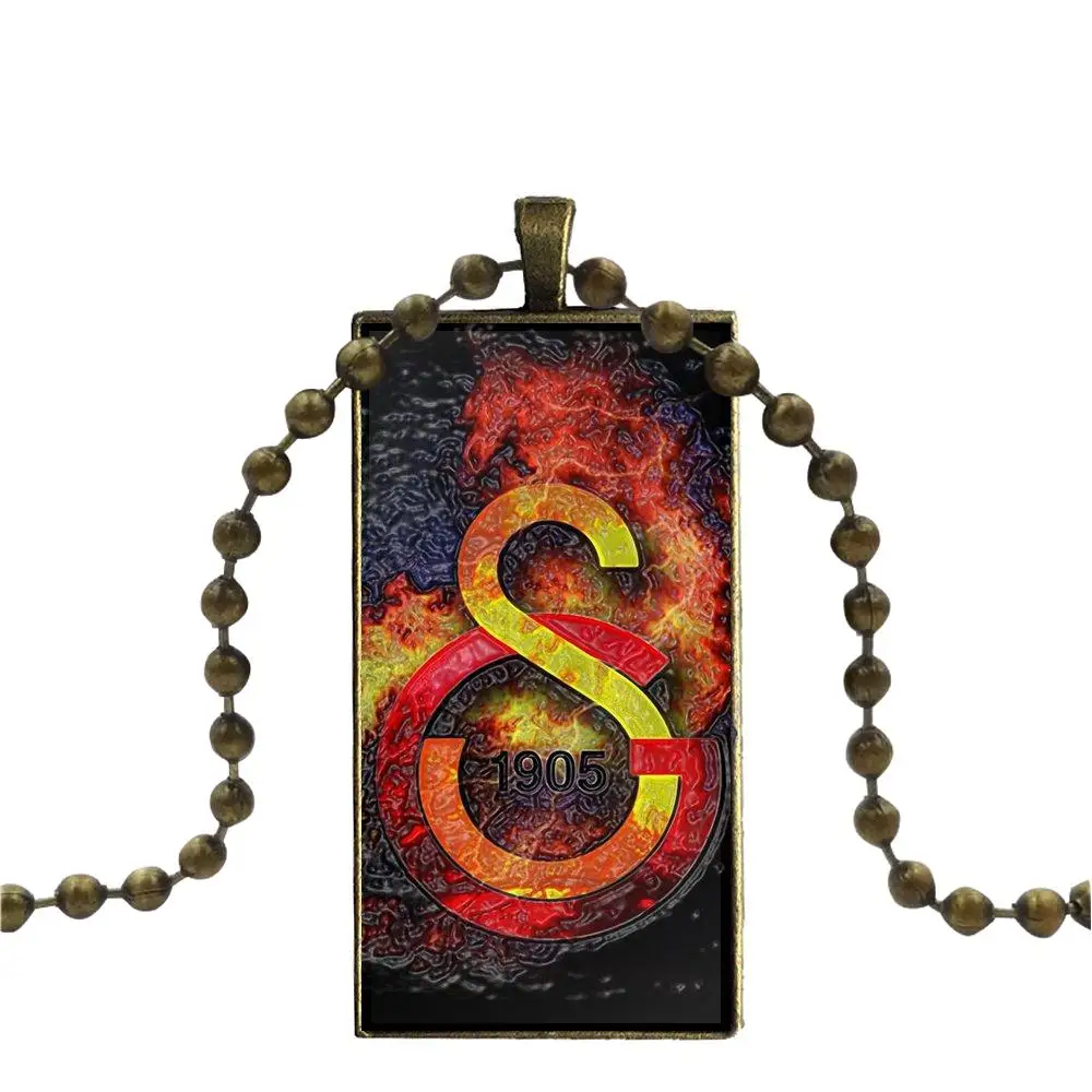 EJ Glaze Galatasaray Logo For Women Christmas Gift Glass Cabochon Pendant Necklace Rectangle Fashion | Украшения и аксессуары