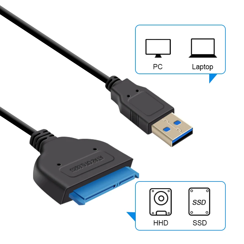 USB 3,0 до 2,5 дюймов SATA III жесткий HD кабель для передачи данных кабель-адаптер с UASP-SATA на USB 3,0 конвертер для SSD/HDD
