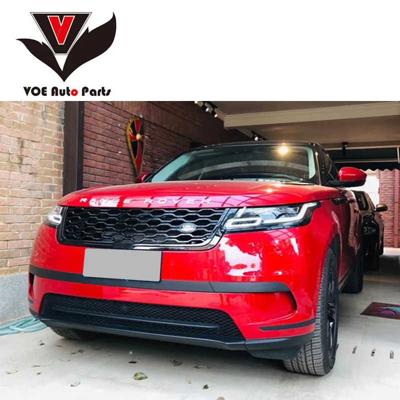 Глянцевая черная передняя решетка гриль Velar из АБС пластика для Land Rover Range 2017 2018
