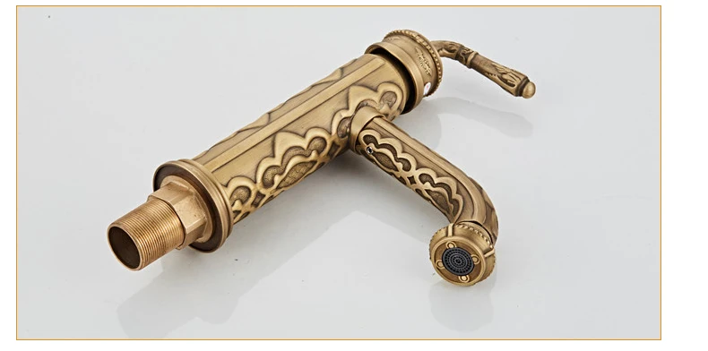 Basin Faucets Solid Brass Vintage Antique Bathroom Faucet Single Handle 360 Degree Swivel Hot and Cold Water Basin Mixer Tap