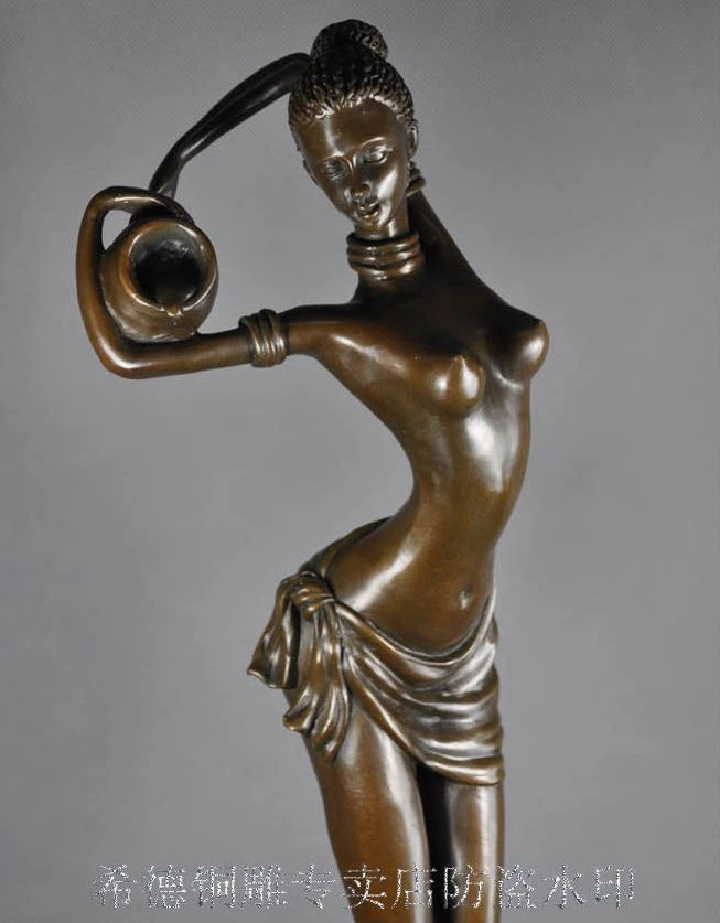 Скульптура ZSR в стиле арт деко африканская Женская Бронзовая статуя|bottle label|statue of