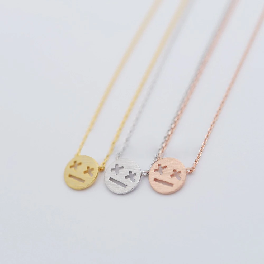 Модные ожерелья с подвеской в виде мультяшных выражений глаза X глазурованными