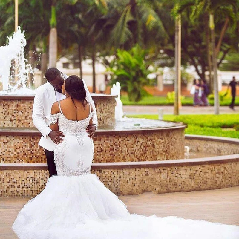 Белые свадебные платья с открытыми плечами Великолепные Длинные Русалочки