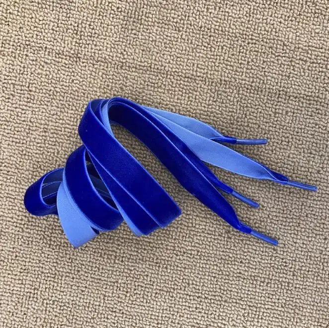 Blue Новинка; 10 цветов; ширина 2 см; бархатные шнурки; Длина 120 см; кроссовки; спортивная обувь с кружевом; цвет черный, белый, розовый, зеленый; Прямая поставка - Цвет: Blue