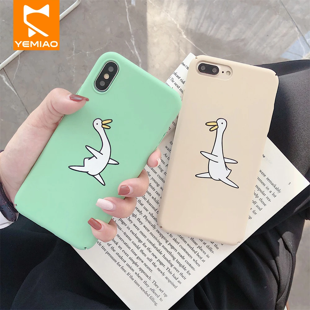 Простой жесткий чехол для iPhone 6 6S 7 8 Plus с милым гусиным узором Матовый