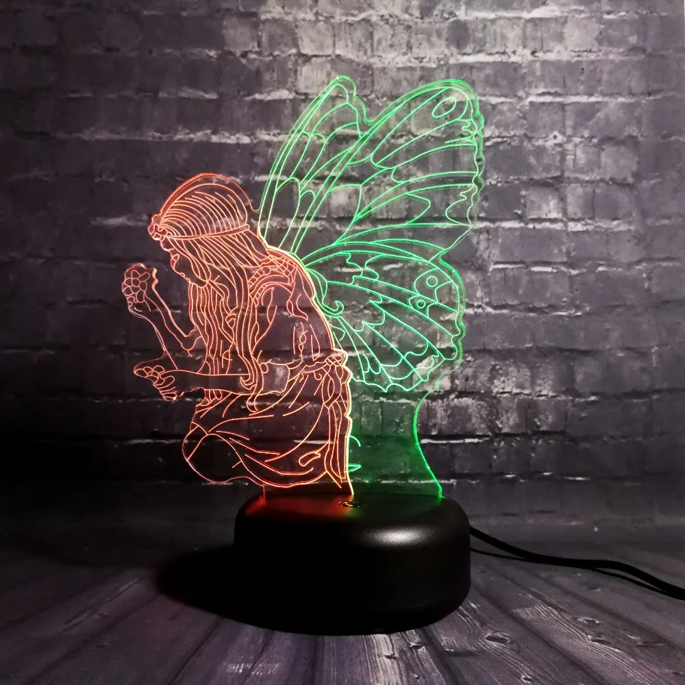 3D МИМ светодиодный ночник сказка Ангел принцессы 7 цветов Изменение Home Decor