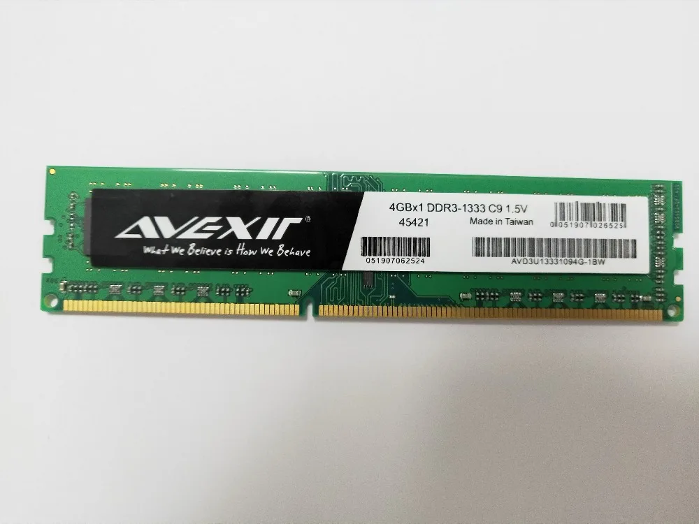 AVEXIR оперативная память DDR3 4 ГБ/8 ГБ Частота Памяти 1333/1600 МГц 1,5 В Тип интерфейса настольной памяти 240pin 11-11-11-28 CL = 11 одиночных ram s