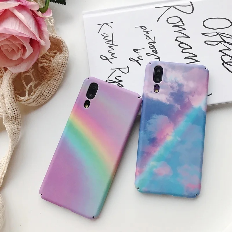 Цветная задняя крышка для телефона Huawei P20 P30 Mate 20 Pro Lite Nova P Smart Honor 10 с радужным рисунком, Жесткий Чехол из поликарбоната