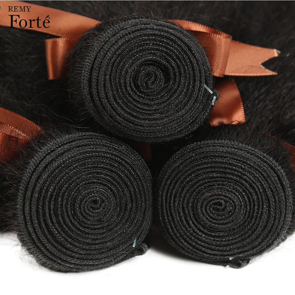 Remy Forte 30 дюймов пучки с закрытием курчавые прямые человеческие волосы