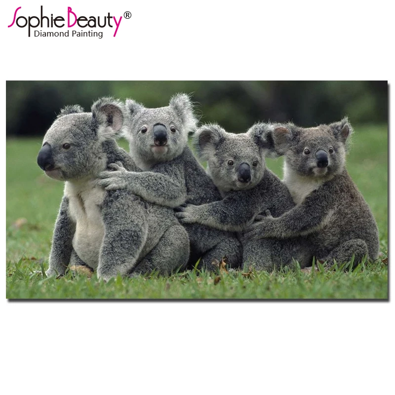 Sophie Beauty diy diamond painting cross stitch full embroidery raccoon family rhinestone handcraft mosaic kits home decro 18889 | Дом и сад