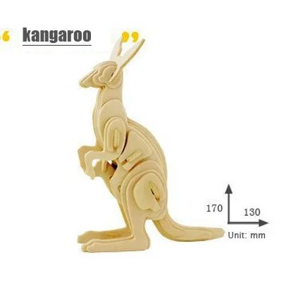 Kangaroo 3d трехмерные деревянные пазлы с животными игрушки для Детский Набор для творчества ручная работа деревянные пазлы животные насекомые серии - Цвет: Kangaroo
