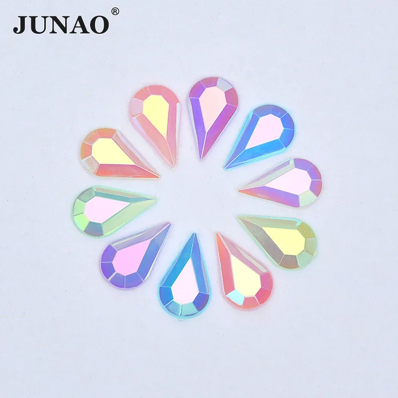 JUNAO 5*8 мм 8*13 смешанные цвета AB Стразы каплевидные хрустальные камни с плоской
