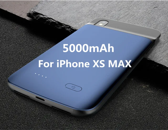 Blue 5000 мАч Расширенный чехол для аккумулятора телефона для iPhone xs max ударопрочный чехол для зарядного устройства для iPhone XS MAX чехол для внешнего аккумулятора - Color: Blue