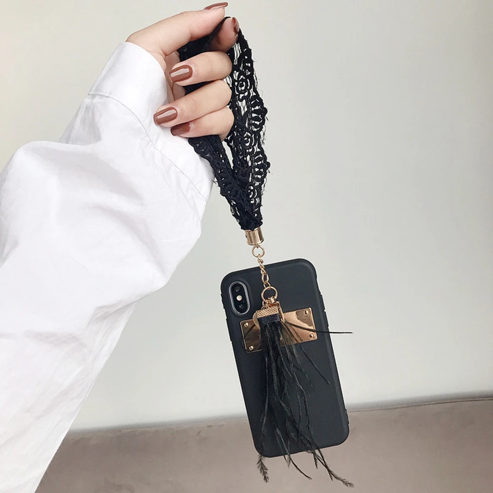 For iPhone X Case Luxury Handmade Jewelry Lace Strap Design for Girl Phone Cover 3D Fabric Flower Soft TPU 8 7 Plus 6 Back Shell |