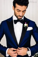 blue mens slim fit suits pleated collar groom tuxedos groomsmen mens wedding suitsjacketpantstie