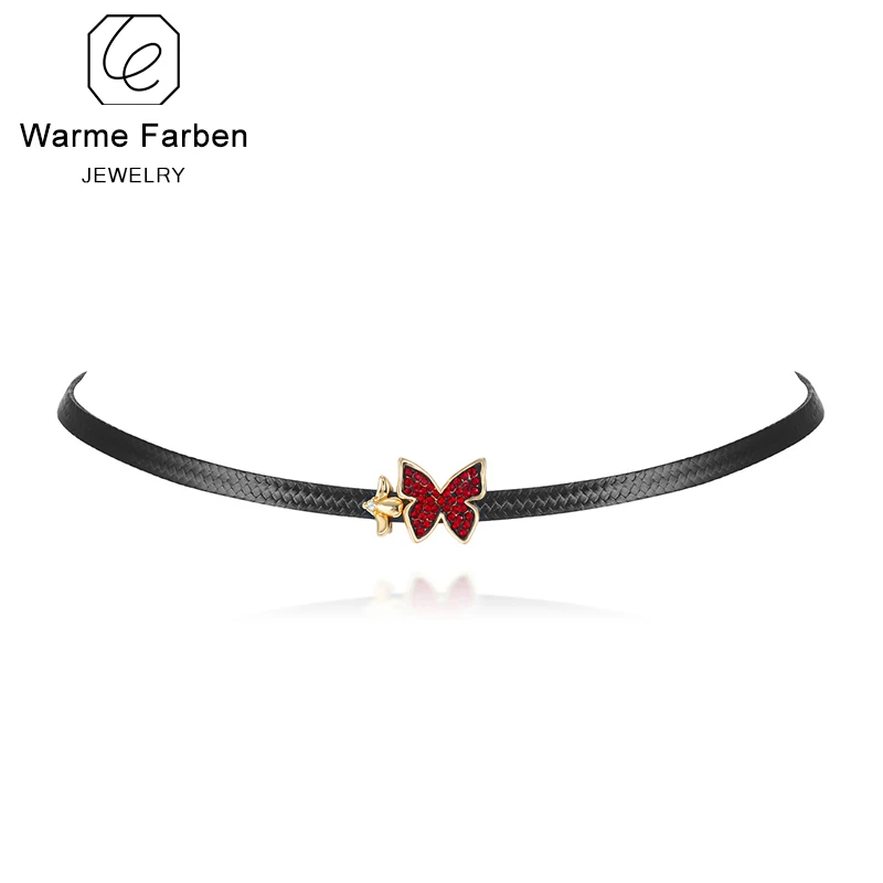 WARME FARBEN модное ювелирное женское ожерелье с кристаллами Swarovski черный ремень