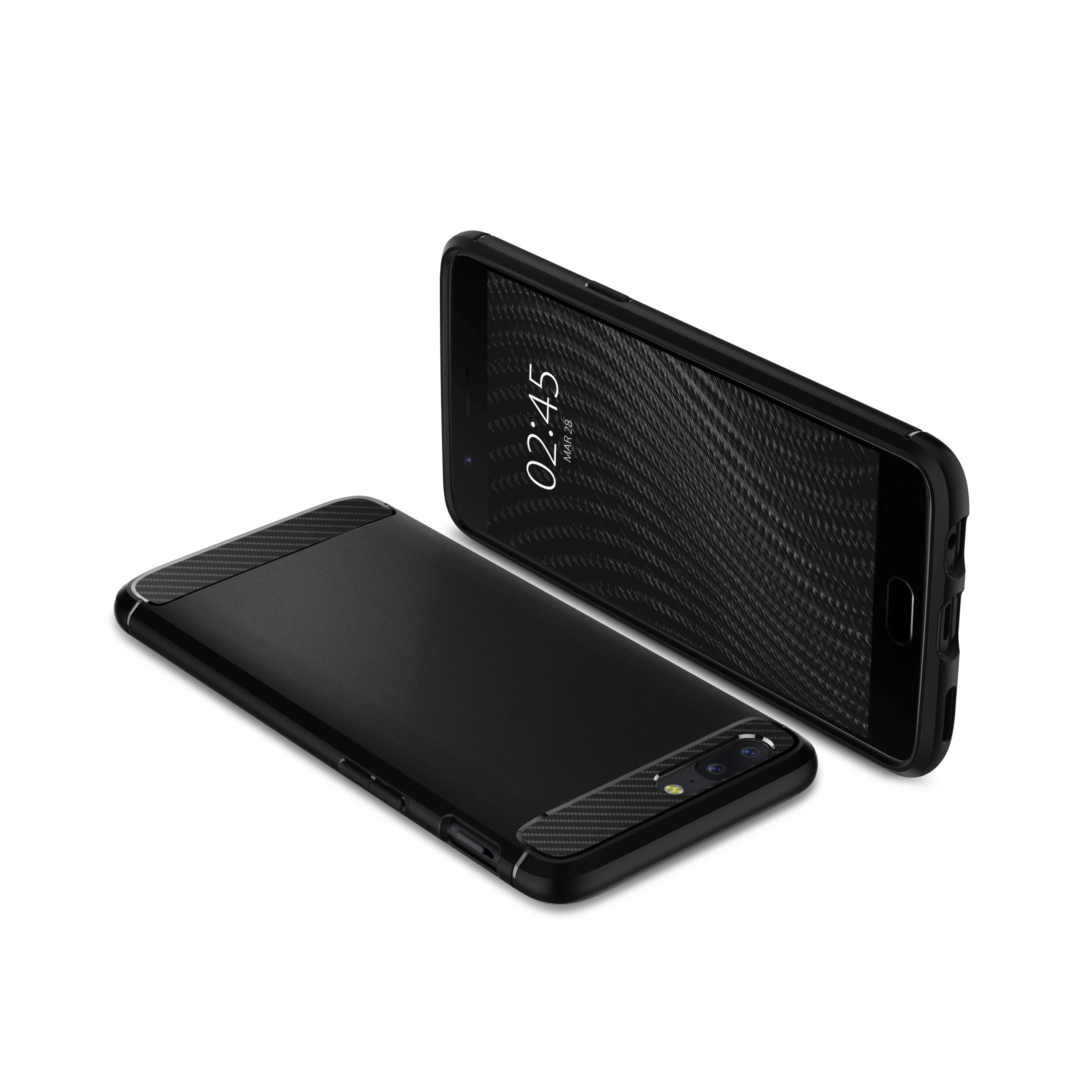 100% Original OnePlus 5 Rugged Armor Case Carbon Fiber Texture Flexible Military Grade Cases for with Retail Package |