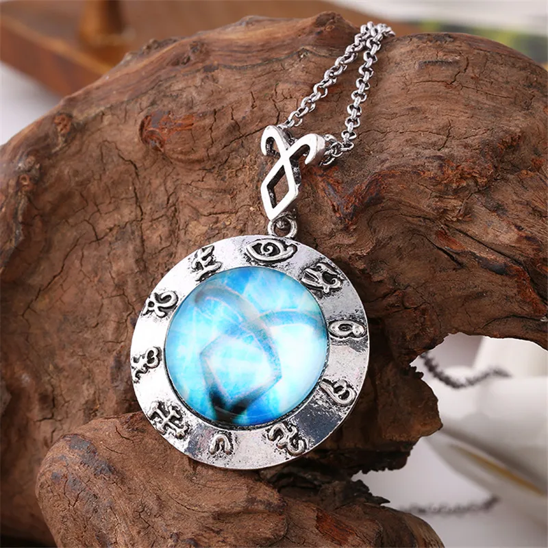 Ожерелье из синей смолы с татуировкой в стиле ретро|mortal instruments|europe necklaceinstrument necklaces