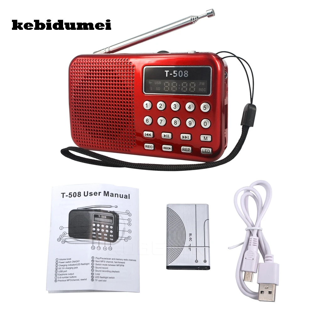 Kebidumei светодиодный о FM радио динамик USB порт TF карта MP3 музыкальный плеер с 3