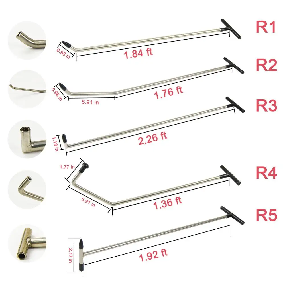 Tools Newly Design Hook Tools Push Rod Black Car Crowbar Paintless Dent Repair Tools Kits Ding Hail Puller Set 4pc newly design rods set of tools hook tool push rod best hook paintless dent repair