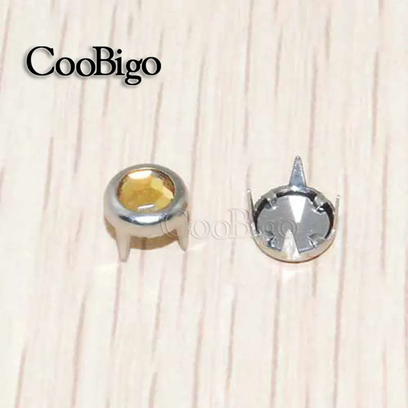 Color 4 200 шт 6 мм когти Стразы круглые плоские шпильки DIY заклепки гвоздики шипы для ткани обуви аксессуары - Цвет: Color 4