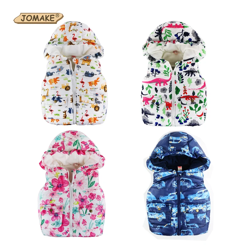 2018 зимние детские жилеты куртки повседневный Детский Теплый жилет с капюшоном