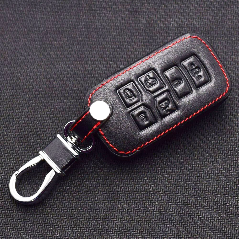 6 кнопок кожаный чехол для ключей для Toyota Sienna 2012 Tacoma Smart Keyless дистанционный брелок крышка брелок защитная сумка