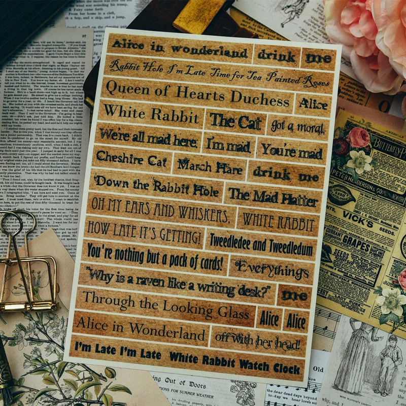Vintage Phrases Stickers for Scrapbooking DIY Projects/Photo Album/Card Making Crafts |