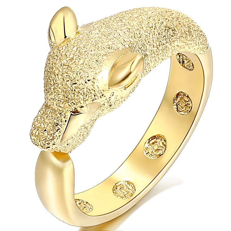 Кольцо Леопард для мужчин матовое Панк золото цвет мужское Открытое