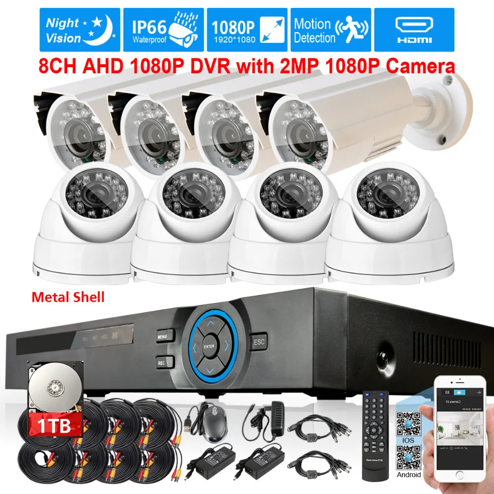 CCTV Товары теле и видеонаблюдения Системы 8ch полный 1080 P AHD h видеорегистратор с 8 шт.