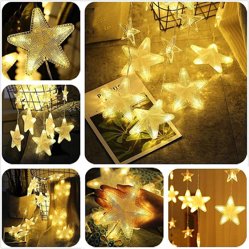 

Twinkle 136 LED Star Curtain String Lights Window Curtain Lights with 8 Flashing Modes for Wedding Party Christmas Decoration