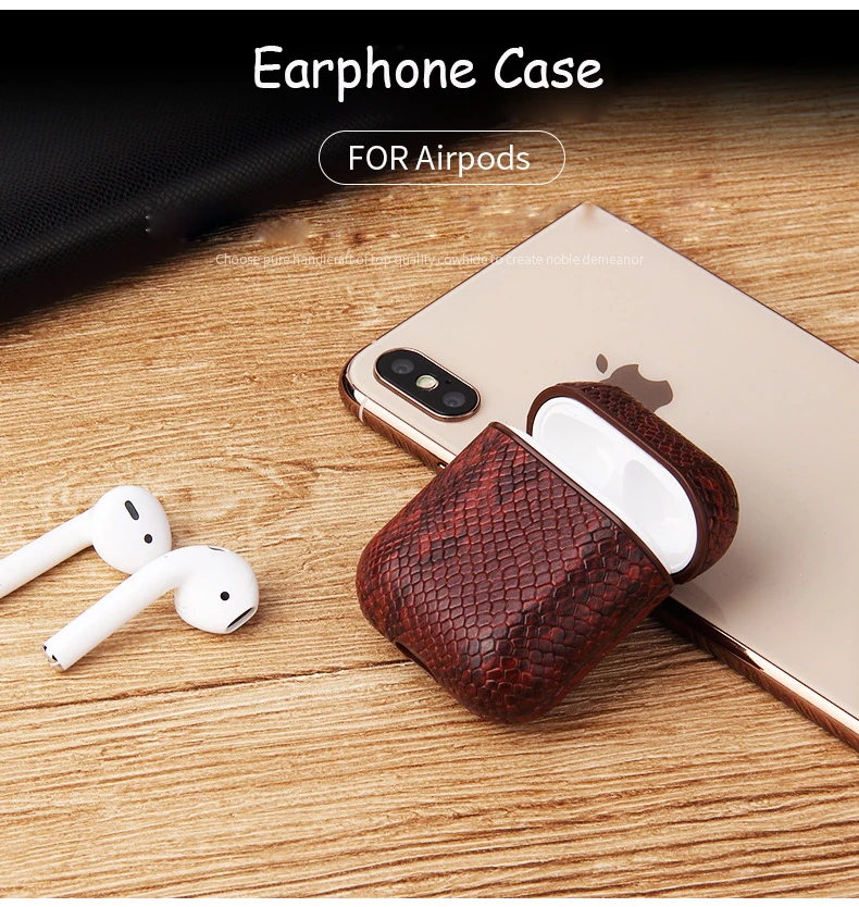 Сексуальная сумка из змеиной кожи чехол для Apple AirPods Bluetooth беспроводные наушники кожаный чехол для Air Pods Funda чехол для зарядки чехол s