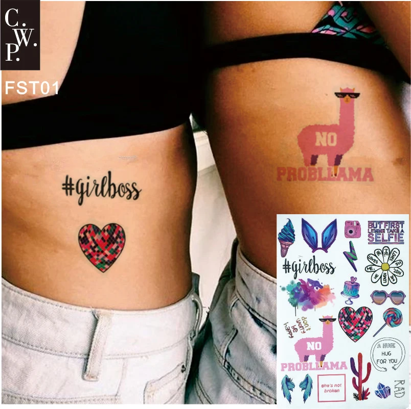 FST01 часть фестивавечерние Альпака девушка босс временная татуировка с леденцом