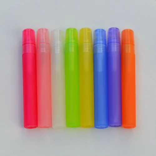 

Freeshipping Wholesale 10ml Colorful Perfume Tube Plastic Spray Bottle Refillable Bottle Perfume PP Bottle with Spray Pump