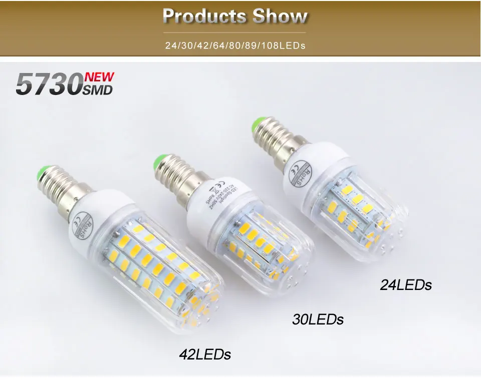 Vacamm светодиодный кукурузный светильник E12 E14 E27 5730 SMD белый/теплый белый энергосберегающие лампы для люстры свеча украшение дома