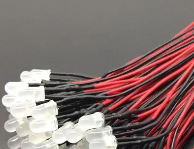 

F5 5mm Diffused Warm White Red Green Blue Yellow Orange RGB 3V 5V 6V 12V LED Lamp Light 20cm Wire for Toy Light Beads x100pcs