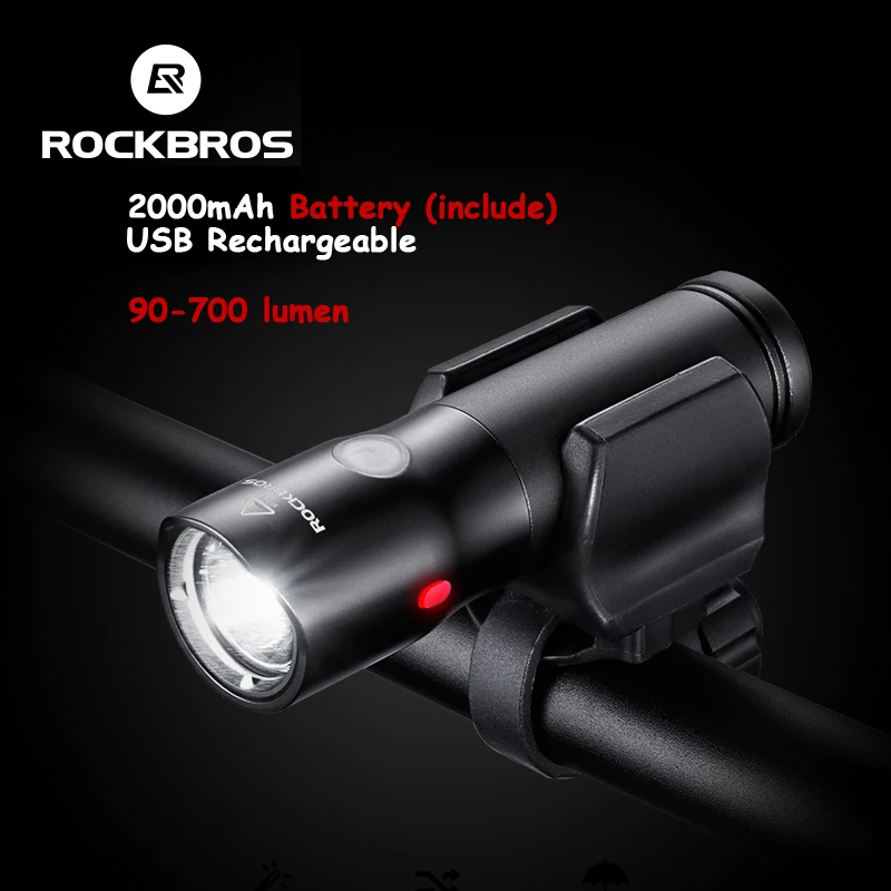 ROCKBROS передние велосипедные фары на руле T6 LED 700 люмен фонарик usb перезаряжаемые