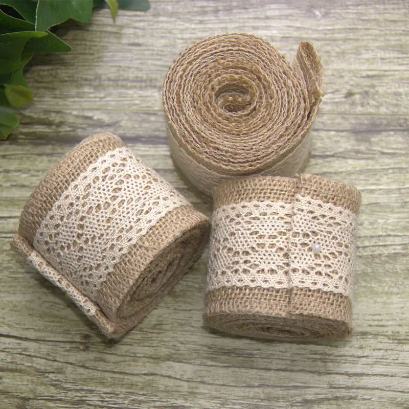 

The new cotton side of the natural linen roll of natural jute Christmas decoration Wedding Party Decor Craft