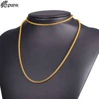 3mm wheat chain necklace bracelet for men stainless steel goldblack gun color men gold necklace small wheat chain set s2163g