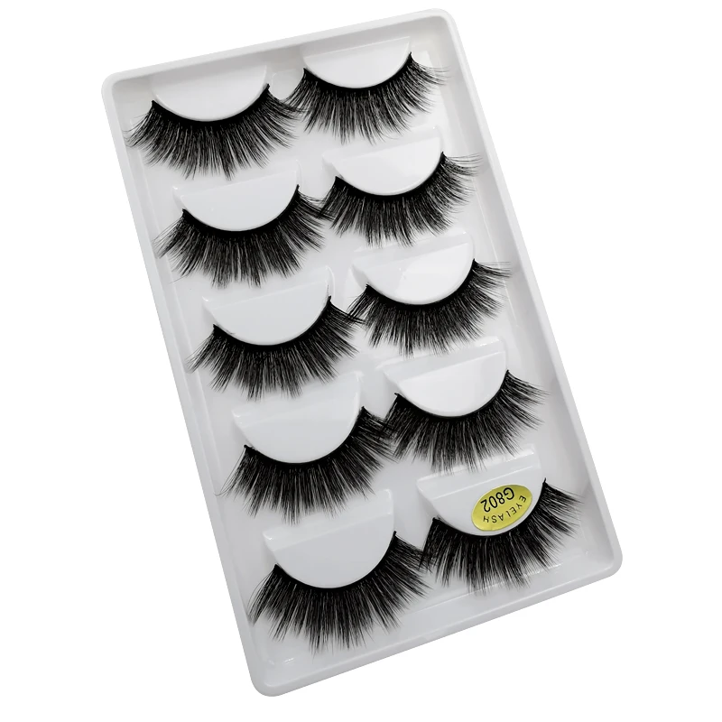 SHIDISHANGPIN 5pairs mink eyelashes natural long false strip 3d lashes make up fake eye extension cilio | Красота и здоровье