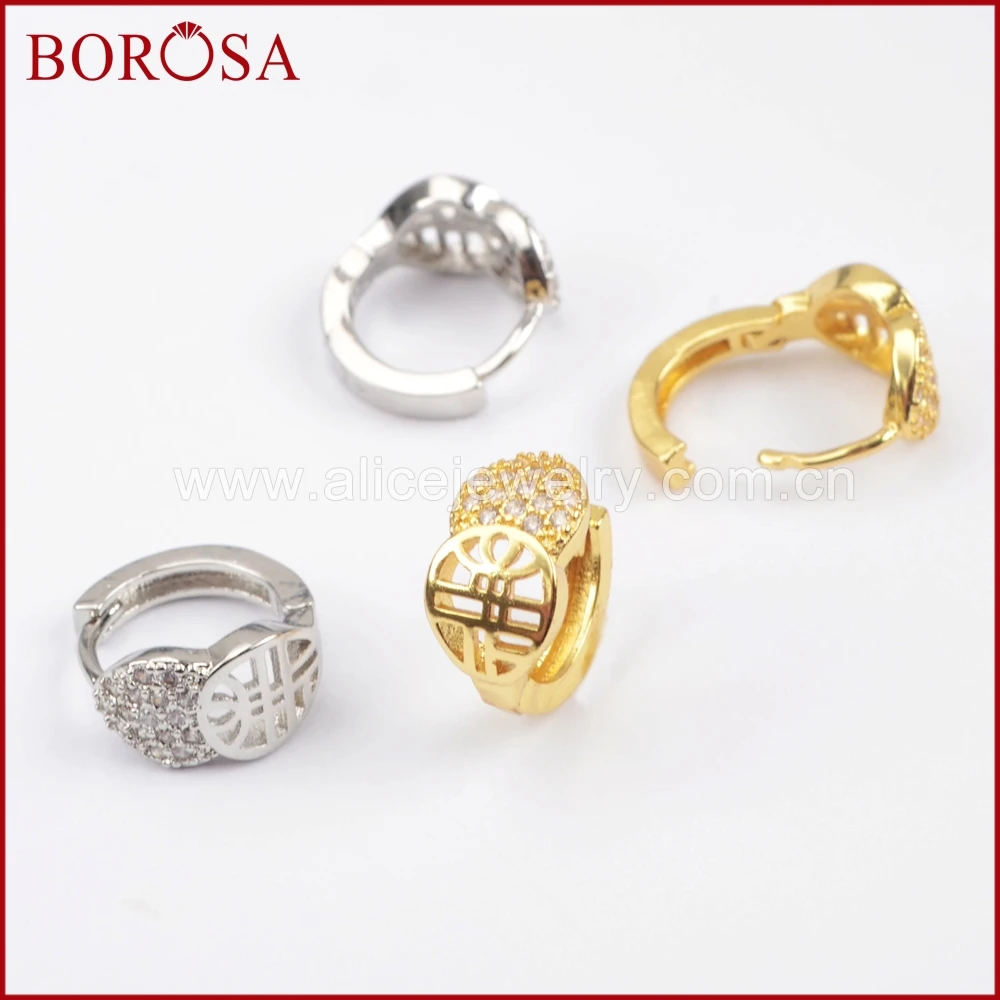Borosa CZ Micro Циркон Проложить Серьги Для женщин jewelry золото/серебро Цвет Кристалл уха манжеты Серьги Jewelry Обручение партии wx703