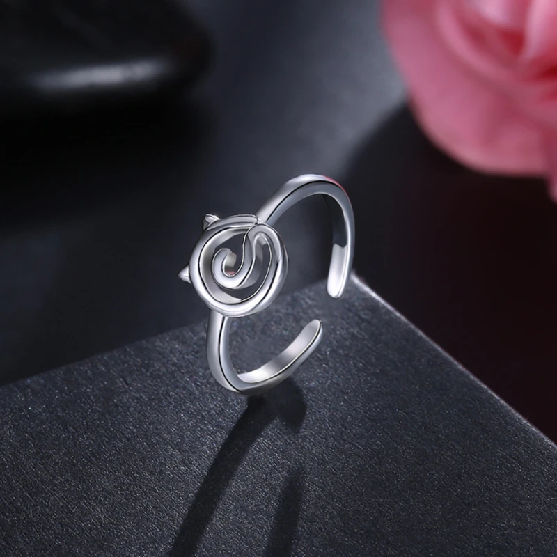 Модное открытое серебряное кольцо в форме кошки Garilina женское праздничное R2234 |
