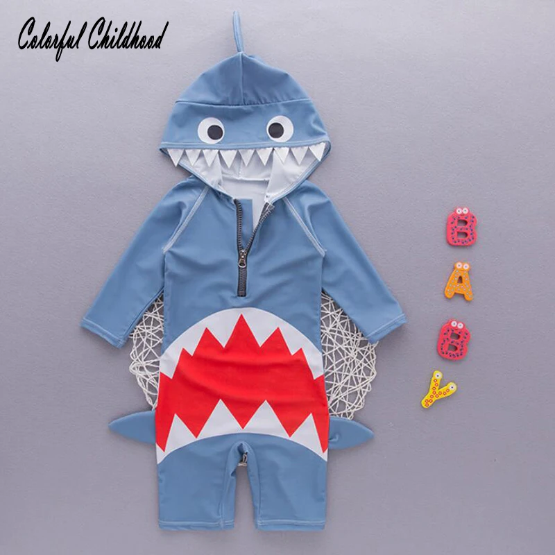 Красочный детский крутой купальник с акулой из мультфильма 2018 летний для